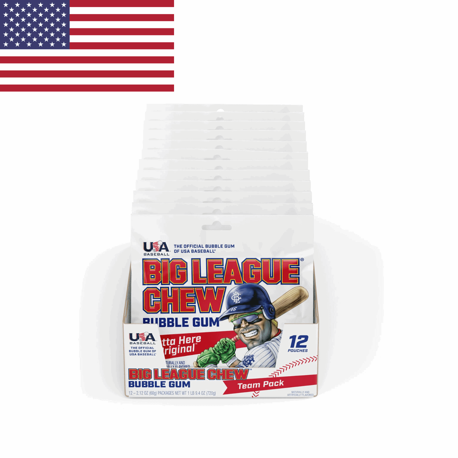 American Big League Chew Bubble Gum 12 Ct - USA Baseball Candy Packs | Taste The Planets 
