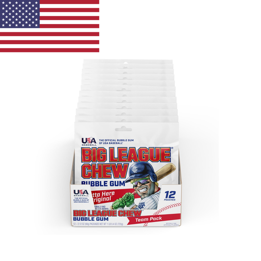 American Big League Chew Bubble Gum 12 Ct - USA Baseball Candy Packs