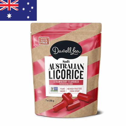 Darrell Lea Soft Plant-Based Strawberry Liquorice - 200g Bag | Taste The Planets 