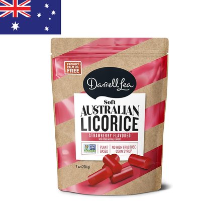Australian Darrell Lea Soft Plant-Based Liquorice - Strawberry Flavor, 200g Bag