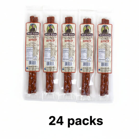 Nick's Sticks Spicy Free Range Turkey Snack Sticks - 25 Pack (1.7 oz Each) Protein Snack