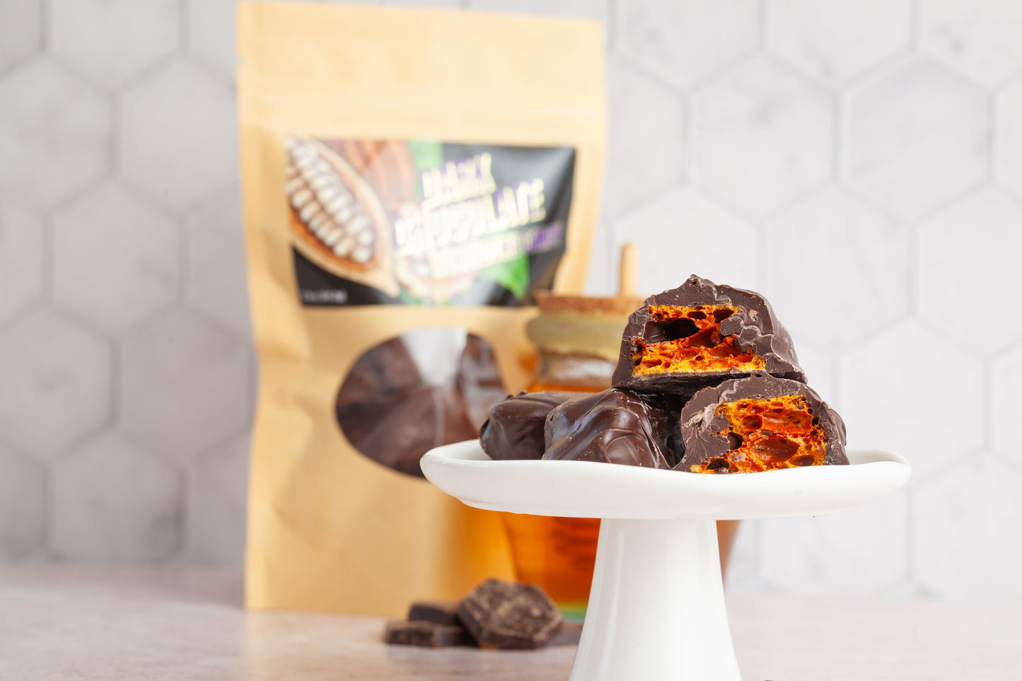 Traditional Honeycomb Candy with pure honey, crunchy and chewy delight