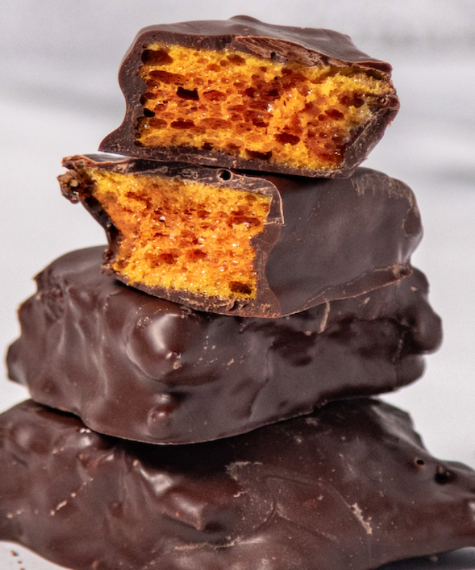Traditional Honeycomb Candy with pure honey, crunchy and chewy delight