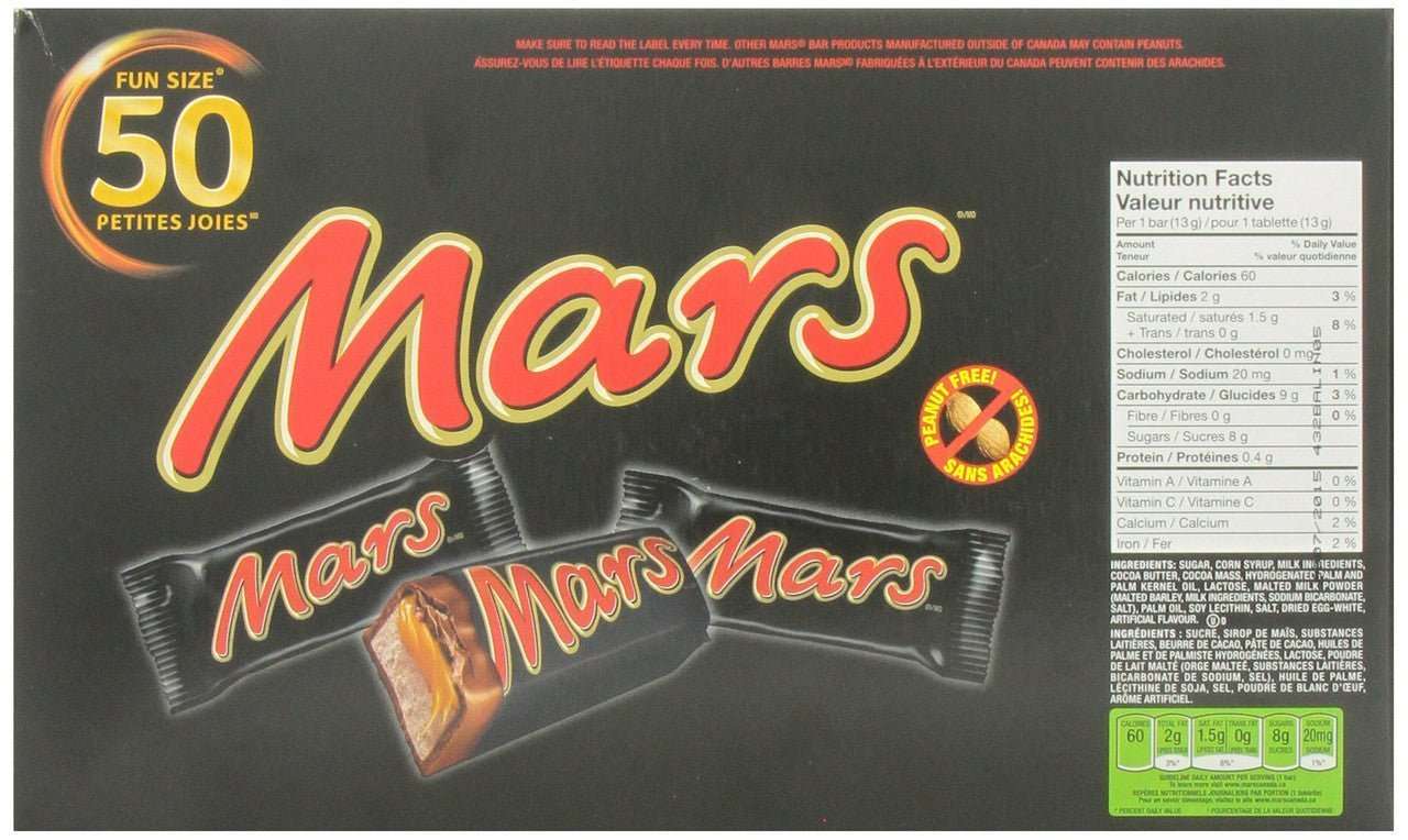 English Mars Fun Size Bars 50 Pack (12.9g) – Peanut Free Chocolate | Taste The Planets 
