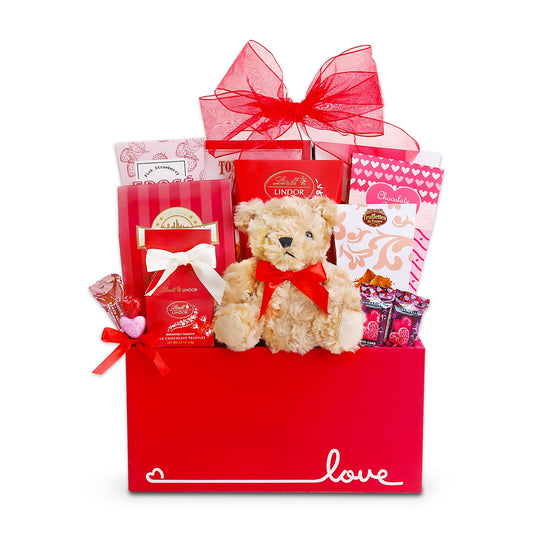 Be My Valentine Gift Basket Chocolate Cookies - Truffles - Popcorns