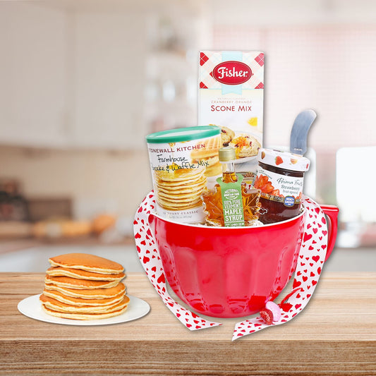 Alder Creek Breakfast Gift – Scone & Pancake Mix with Red Mixing Bowl