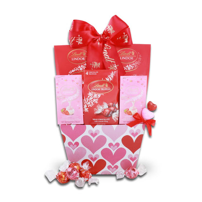 Valentine’s Lindt Chocolate Gift Basket with Truffles & Keepsake Tote