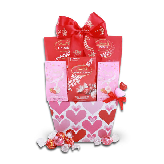Valentine’s Lindt Chocolate Gift Basket with Truffles & Keepsake Tote