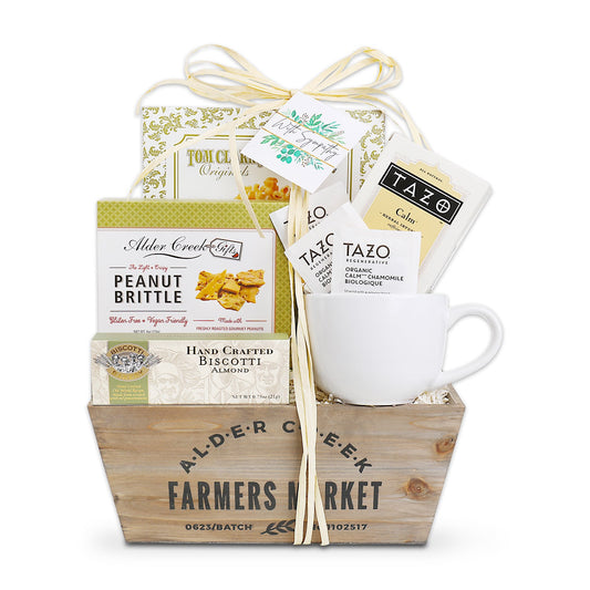 Sympathy Serenity Tea Gift - Popcorn -  Peanut Brittle  - Biscotti and More