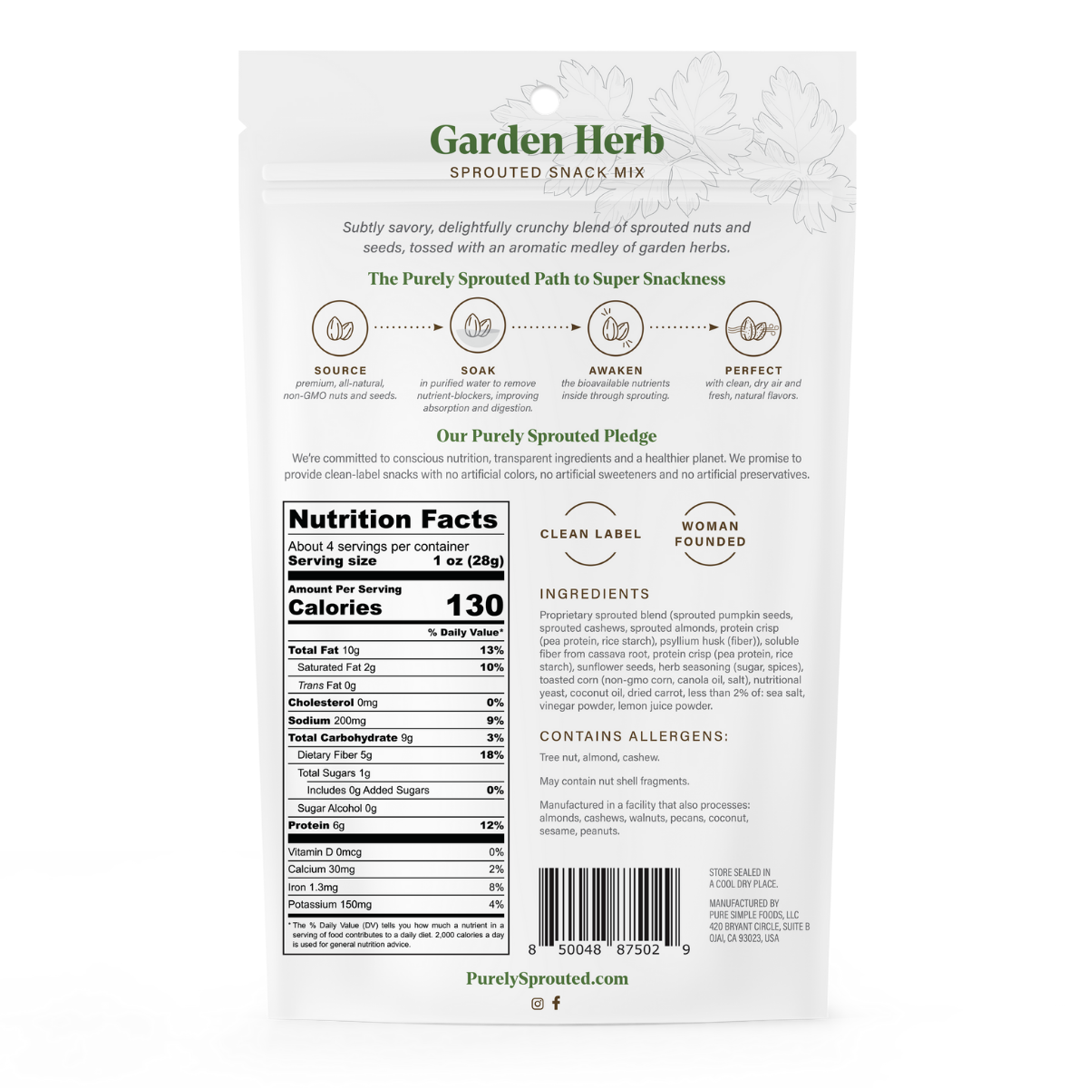 Garden Herb Trail Mix – Savory, Sprouted, Vegan, Gluten-Free, Keto