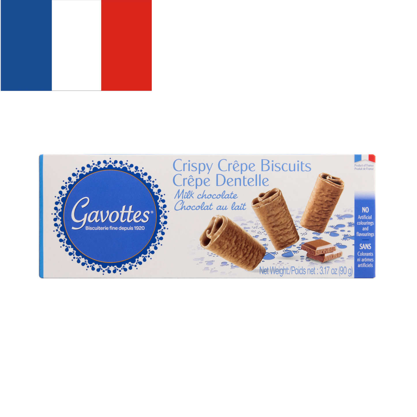 French Chocolate Crispy Crepes Dark and Milk Chocolate Varieties 3.17oz - 90g