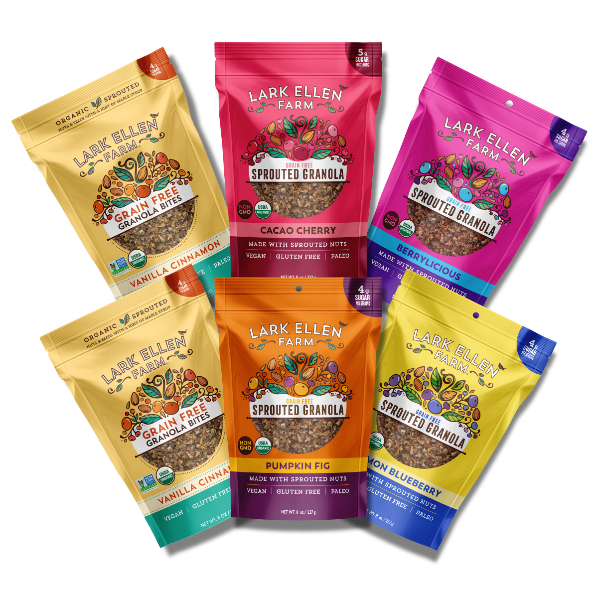 Organic Sprouted Granola Gift Set – Vanilla, Berry, Lemon & Fig - Gluten-Free