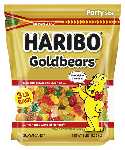 Goldbears Gummies Original Assorted Fruit Flavor Gummy Candy, 3Lb, Party Size Bag