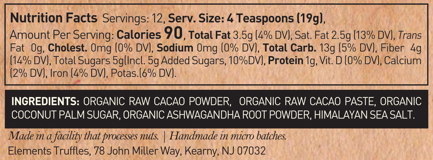 Ashwagandha Drinking Hot Chocolate with raw cacao, vegan, stress-relief blend