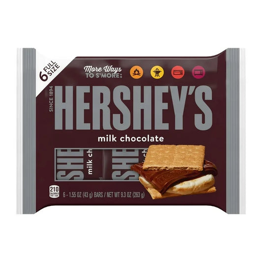 American HERSHEY’S Milk Chocolate Bars – 6 Count Pack, Classic 1.55 oz Candy Treats