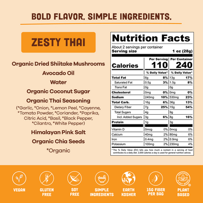 Pan’s Zesty Thai Mushroom Jerky – Vegan, Gluten-Free, Soy-Free
