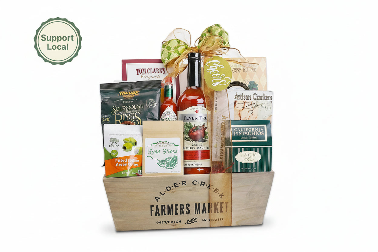 Italian Bloody Mary Gift Mix Basket - Farmers Market Sweet & Spicy Bar Mix