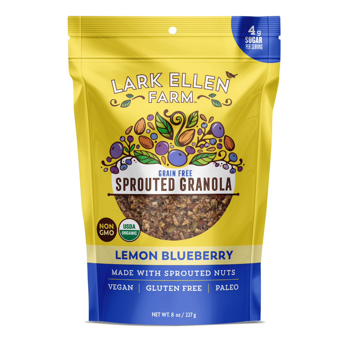 Lemon Blueberry Granola – Grain-Free, Vegan, Gluten-Free, Sprouted Nuts