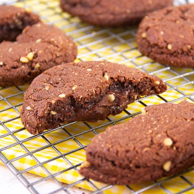 Gluten-Free Fresh Double Chocolate Lava Cookies w/ Gooey Dark Center