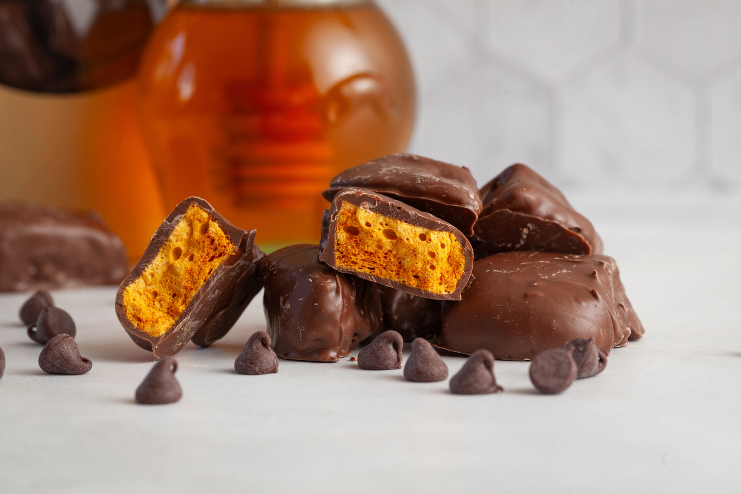 Traditional Honeycomb Candy with pure honey, crunchy and chewy delight