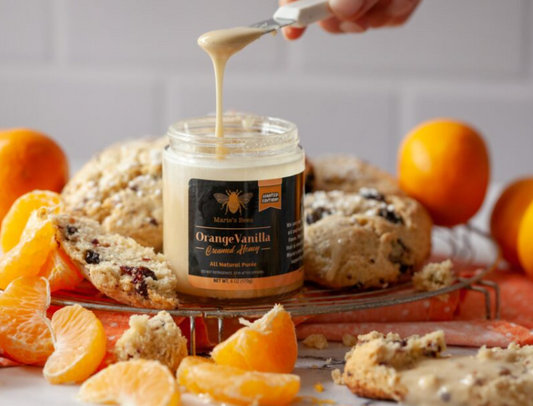Orange Vanilla Creamed Honey – 6oz of smooth, citrusy, sweet spread