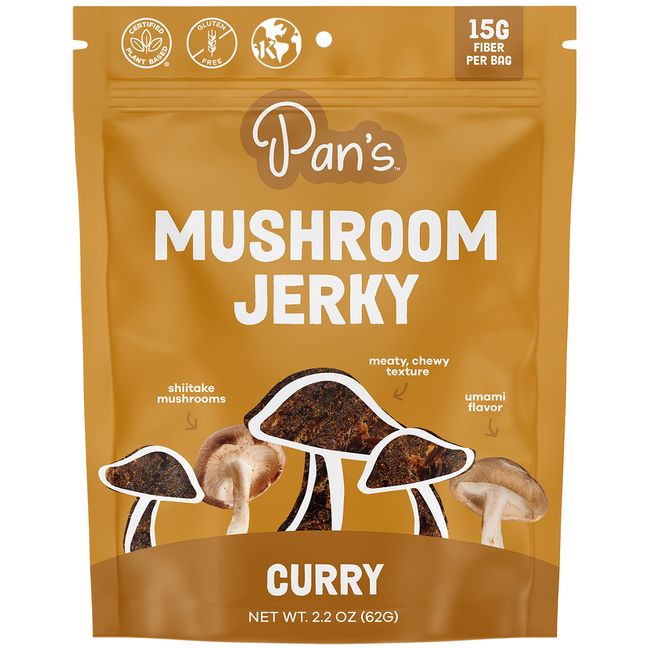 Pan’s Curry Mushroom Jerky – Vegan, Gluten-Free, Soy-Free Snack