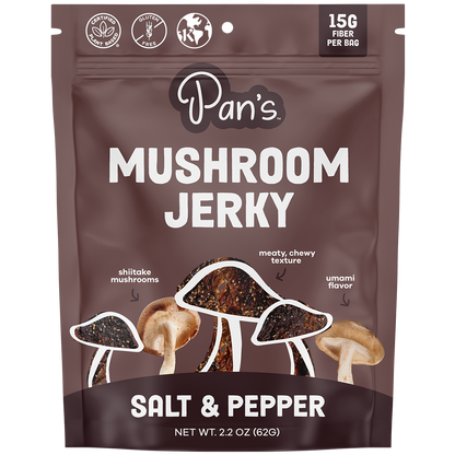 Pan’s Salt & Pepper Mushroom Jerky – Vegan, Gluten-Free, Soy-Free