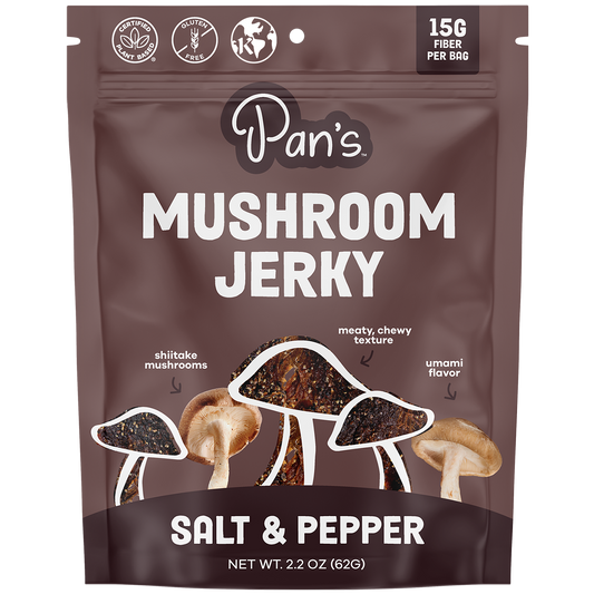 Pan’s Salt & Pepper Mushroom Jerky – Vegan, Gluten-Free, Soy-Free
