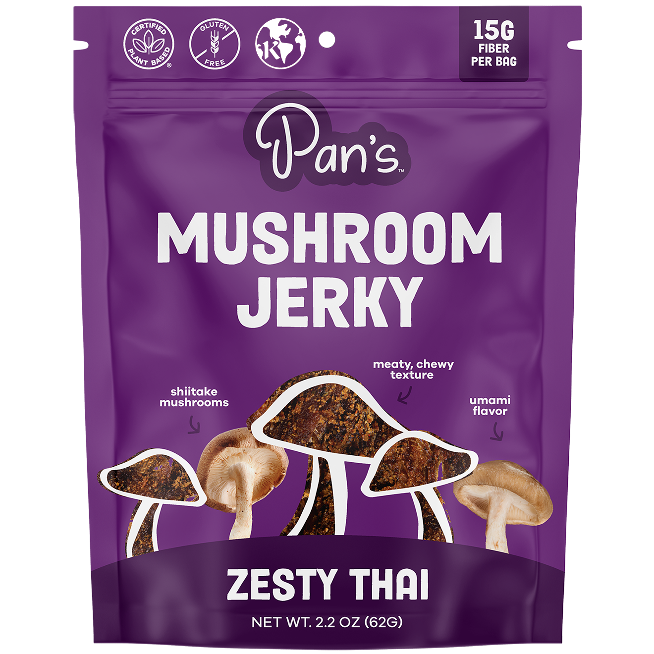Pan’s Zesty Thai Mushroom Jerky – Vegan, Gluten-Free, Soy-Free