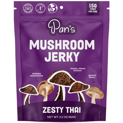 Pan’s Zesty Thai Mushroom Jerky – Vegan, Gluten-Free, Soy-Free