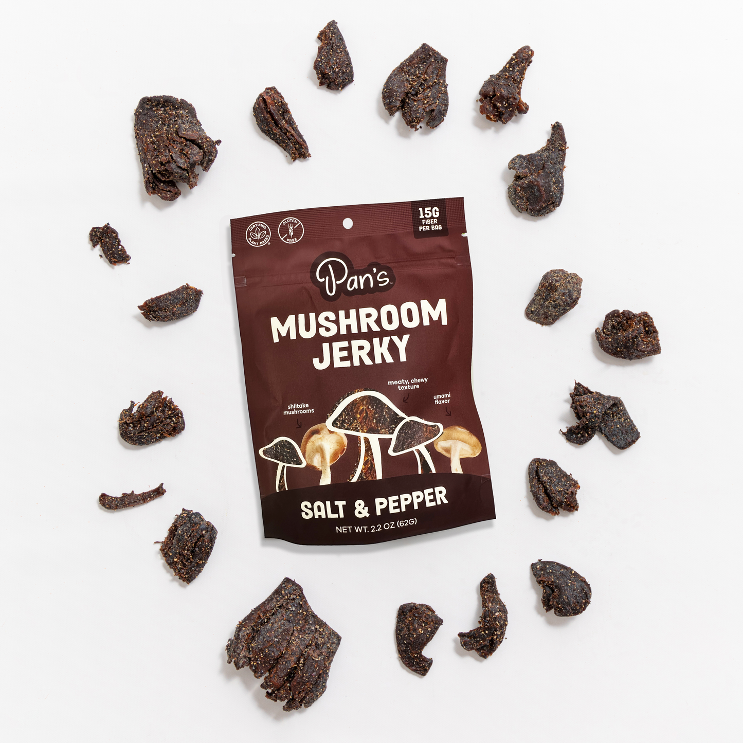 Pan’s Salt & Pepper Mushroom Jerky – Vegan, Gluten-Free, Soy-Free