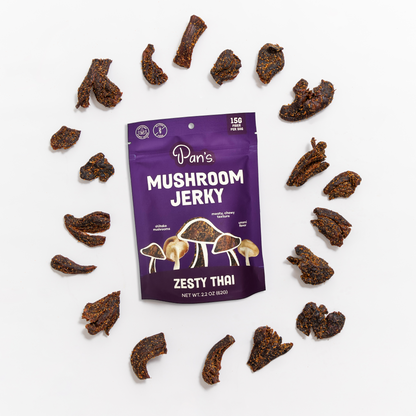 Pan’s Zesty Thai Mushroom Jerky – Vegan, Gluten-Free, Soy-Free