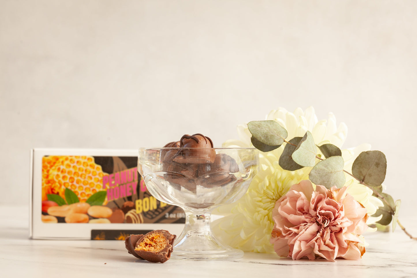 Peanut Butter Honeycomb Crunch Bon Bons with milk and dark chocolate