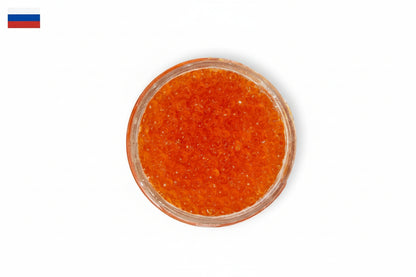 Russian Salmon Roe (Chum) with large orange pearls and rich briny flavor