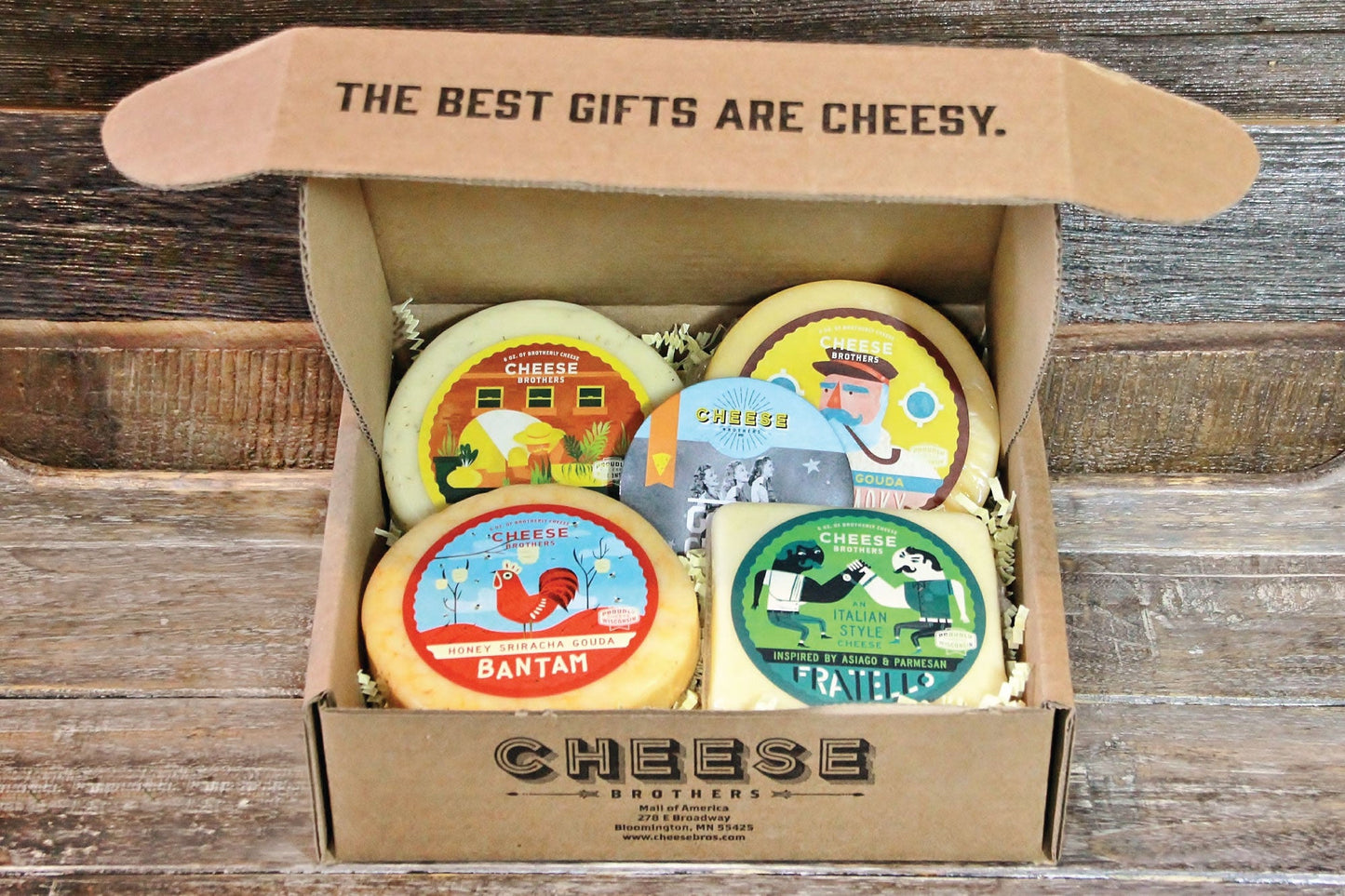 Wisconsin Cheese Sampler 4-Pack - Custom Gift Box with 4 Artisan Cheeses