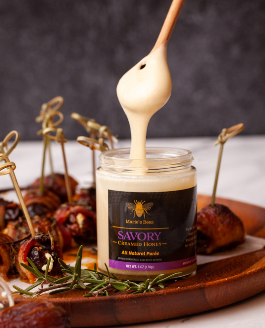 Savory Creamed Honey with rosemary, thyme, sea salt – 6oz PNW jar