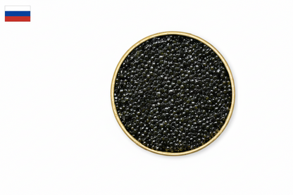 Siberian Sturgeon Caviar with small black pearls, buttery taste, nutty finish