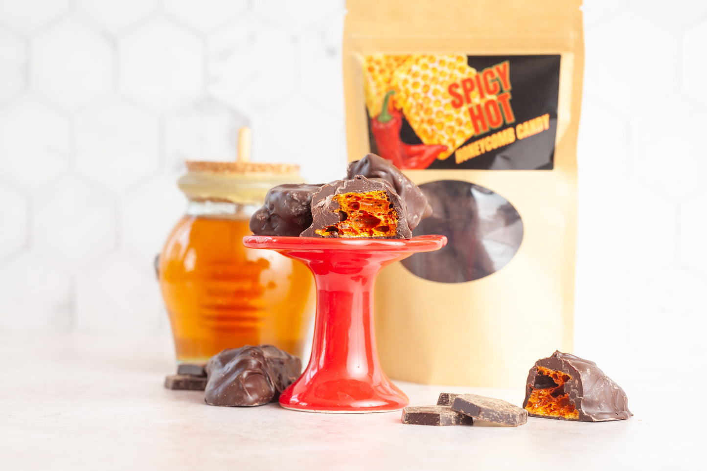 Traditional Honeycomb Candy with pure honey, crunchy and chewy delight