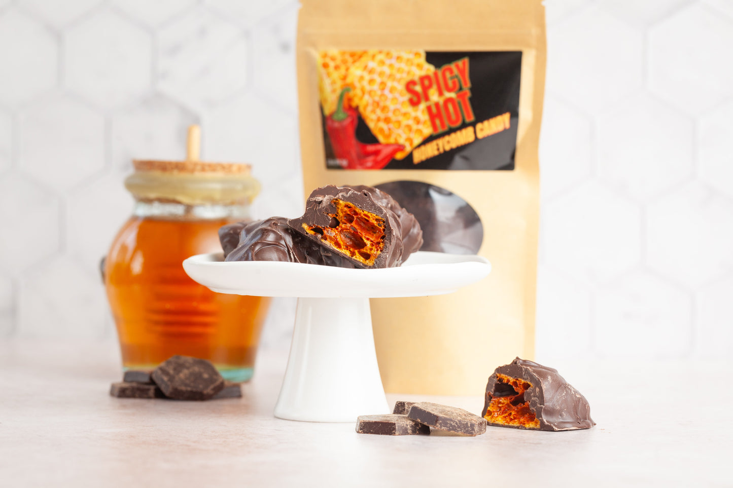Traditional Honeycomb Candy with pure honey, crunchy and chewy delight