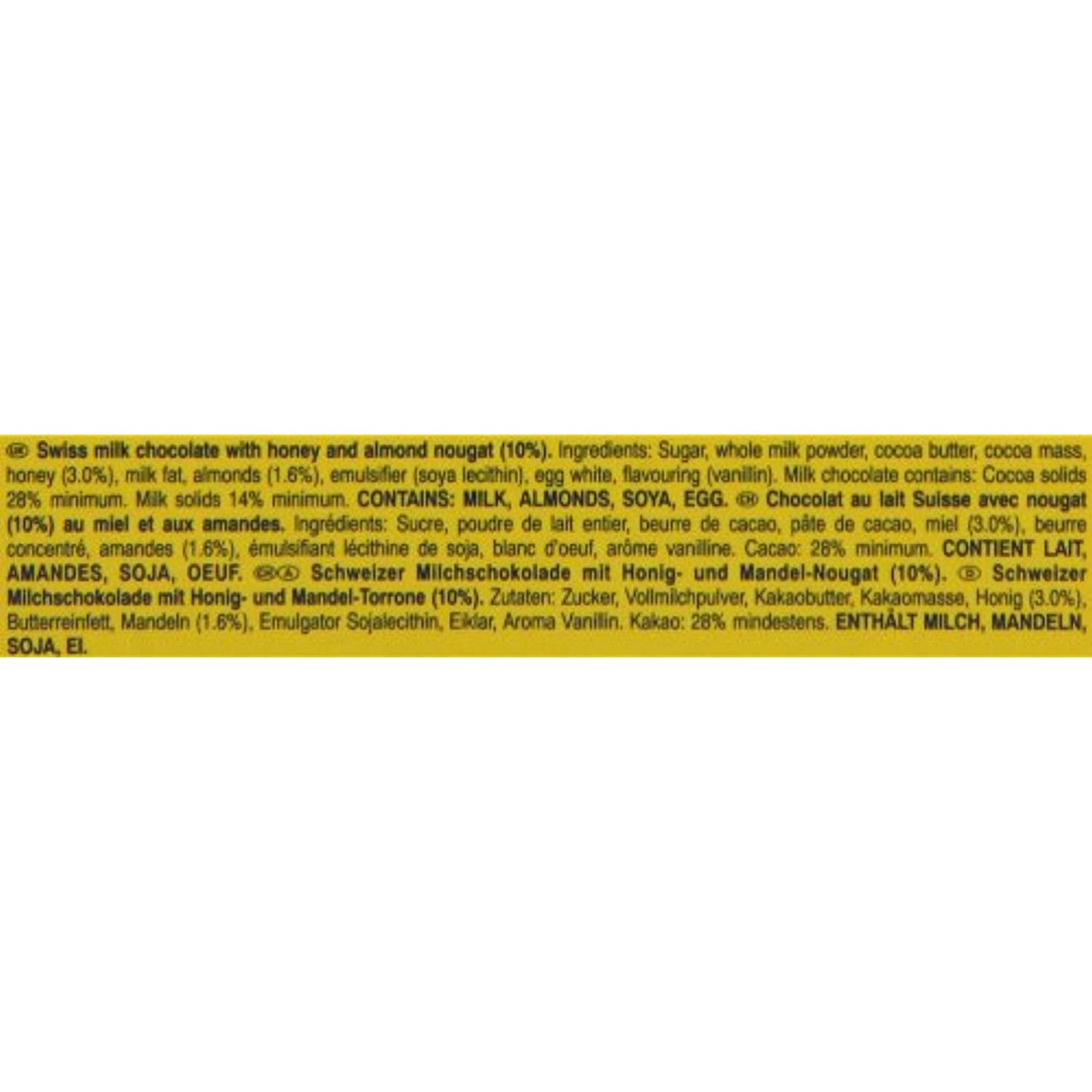 Swiss Toblerone Milk Chocolate w/ Honey & Almond Nougat 24x50g Box