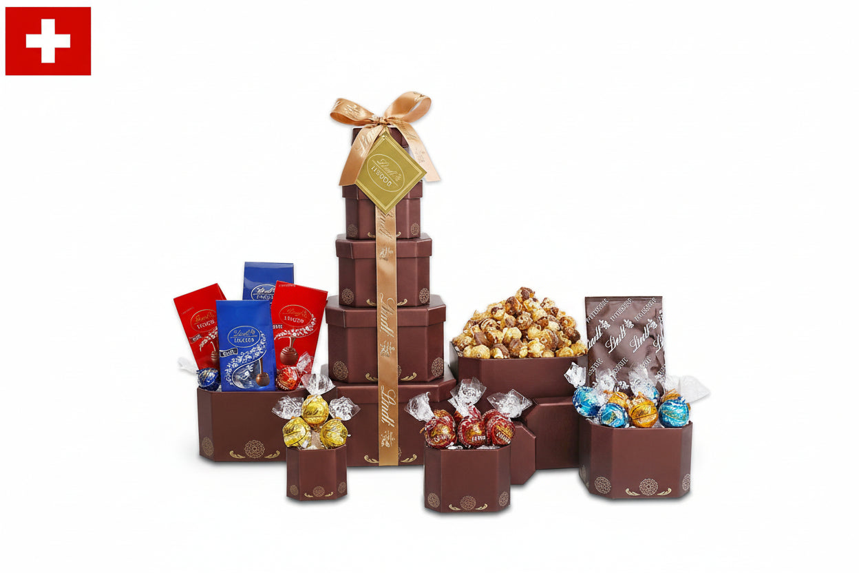 Swiss Decadent Lindt Gift Tower Large Chocolate Truffles Caramel Milk Taste the planets