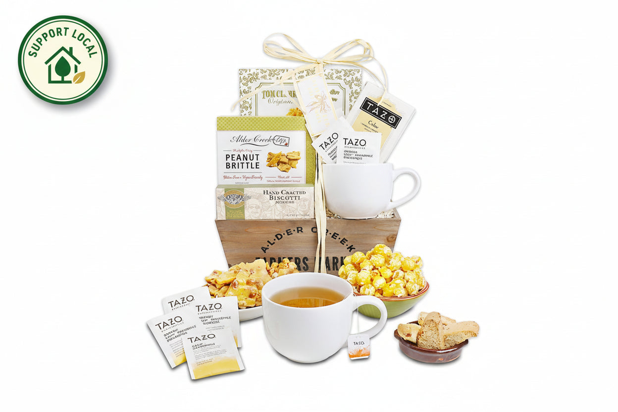 Sympathy Serenity Tea Gift - Popcorn -  Peanut Brittle  - Biscotti and More