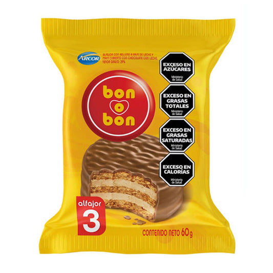 Argentina's Bon o Bon Triple Alfajor – Peanut Butter & Milk Chocolate Delight | 6 - Pack, 60g Each - Taste The Planets