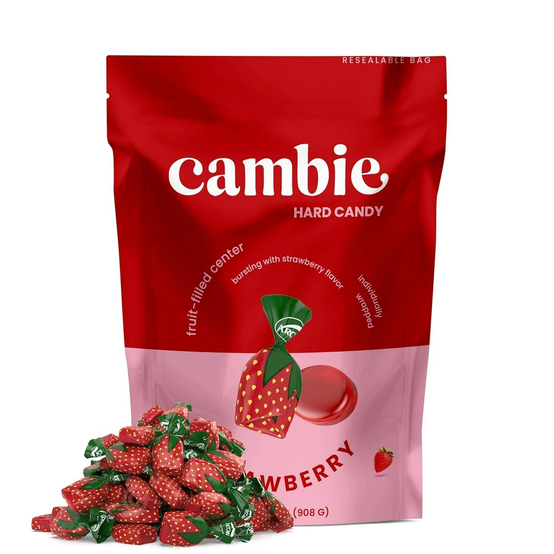 Argentina's Strawberry Bon Bons by Cambie – 2 lbs of Strawberry - Filled Hard Candy - Taste The Planets