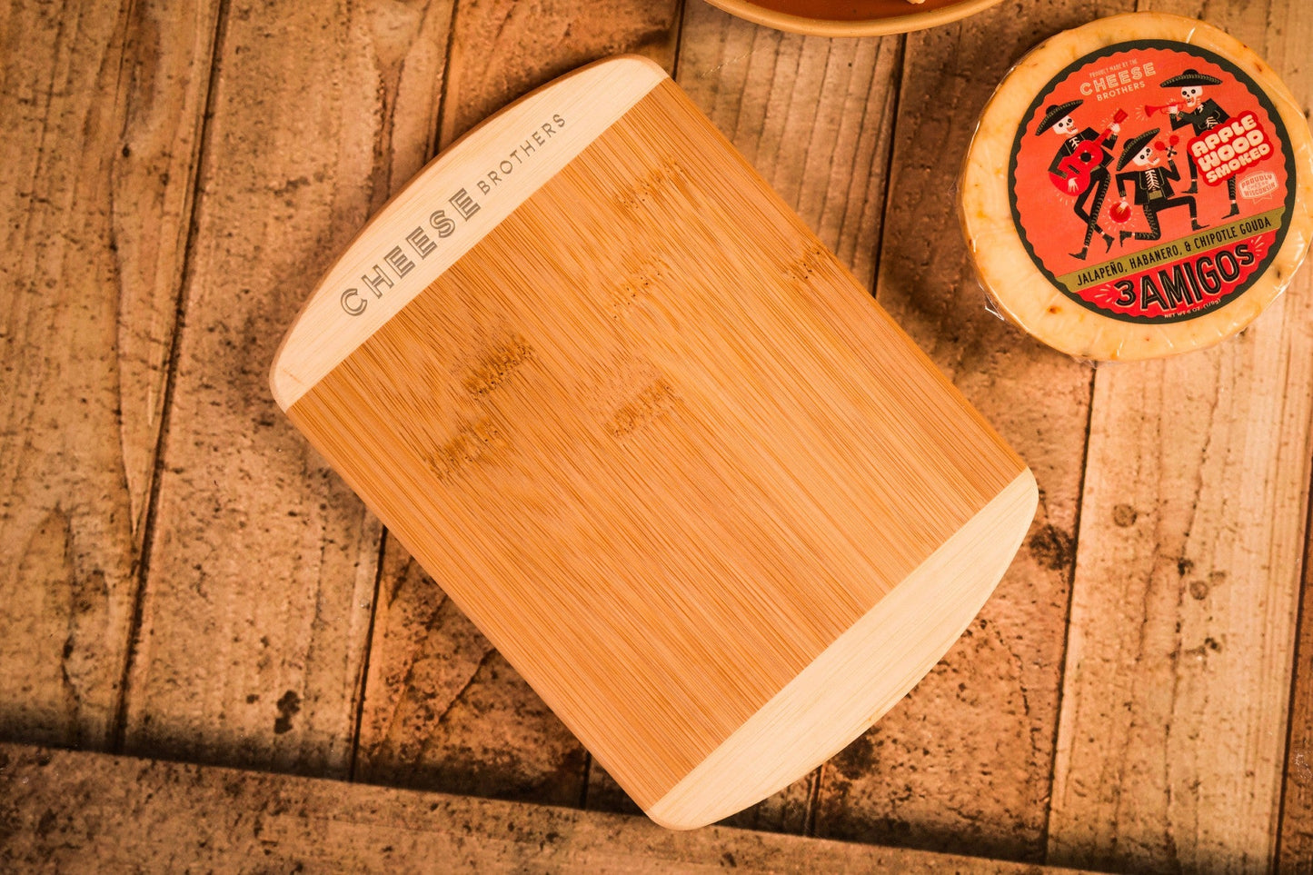 Cheese Brothers Bamboo Cutting Board - Sustainable 8x5.75 Inch Serving Board