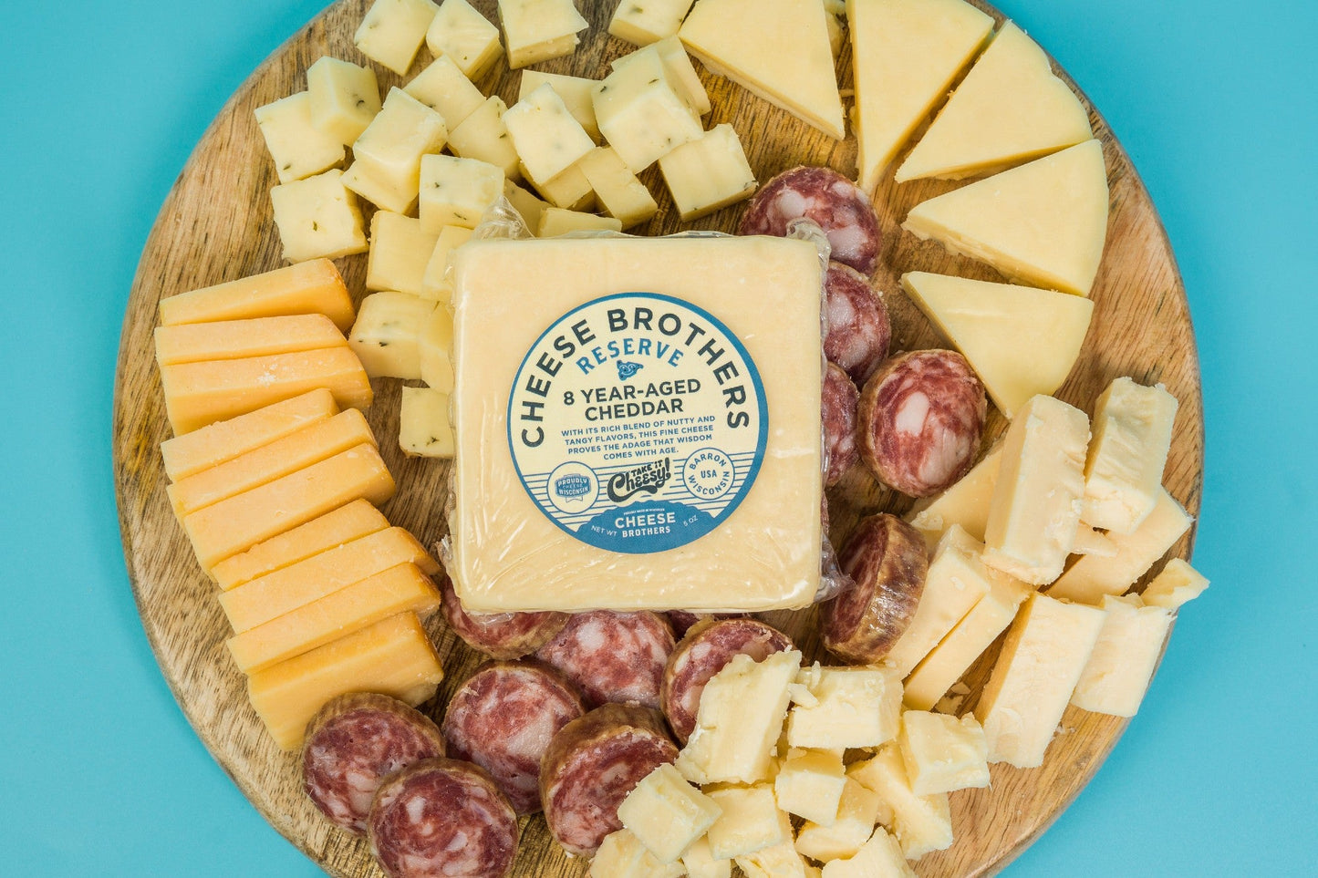 The Charcuterie Box - 5 Wisconsin Cheeses, Summer Sausage & Cherry Lavender Jam