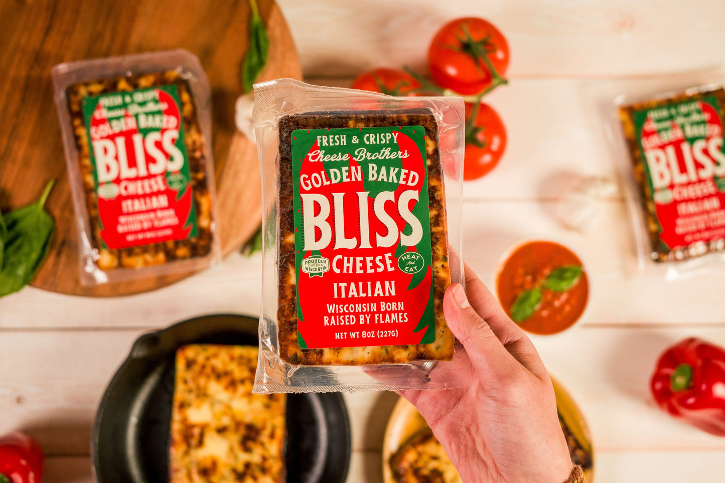 Italian Golden Baked Bliss Cheese - Herb, Garlic & Red Pepper Baked Cheese