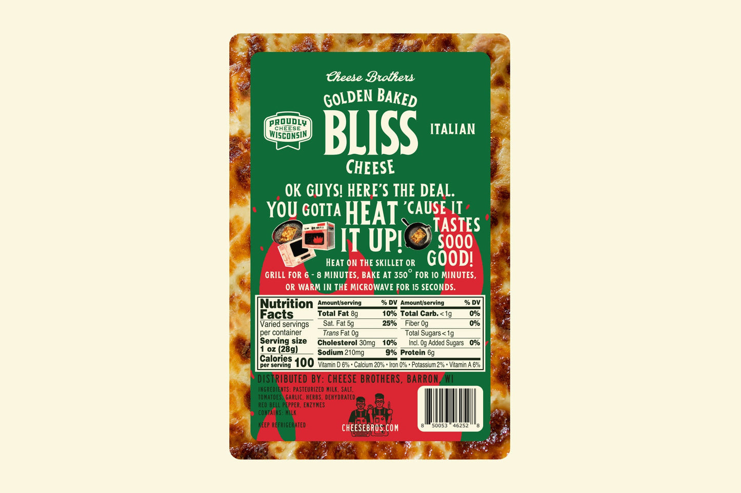 Italian Golden Baked Bliss Cheese - Herb, Garlic & Red Pepper Baked Cheese