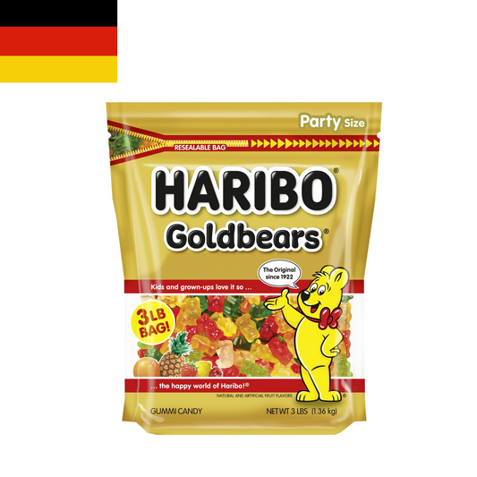 German Goldbears Gummies Original Assorted Fruit Flavor Gummy Candy, 3Lb, Party Size Bag