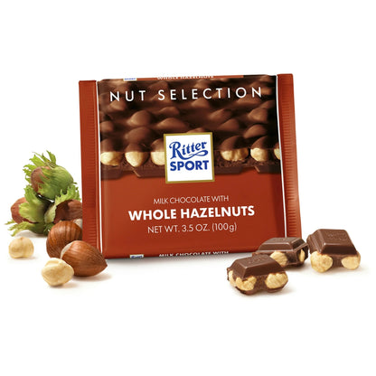 German Ritter Sport Milk Chocolate with Whole Hazelnuts Bar – 3.5oz (100g) - Taste The Planets